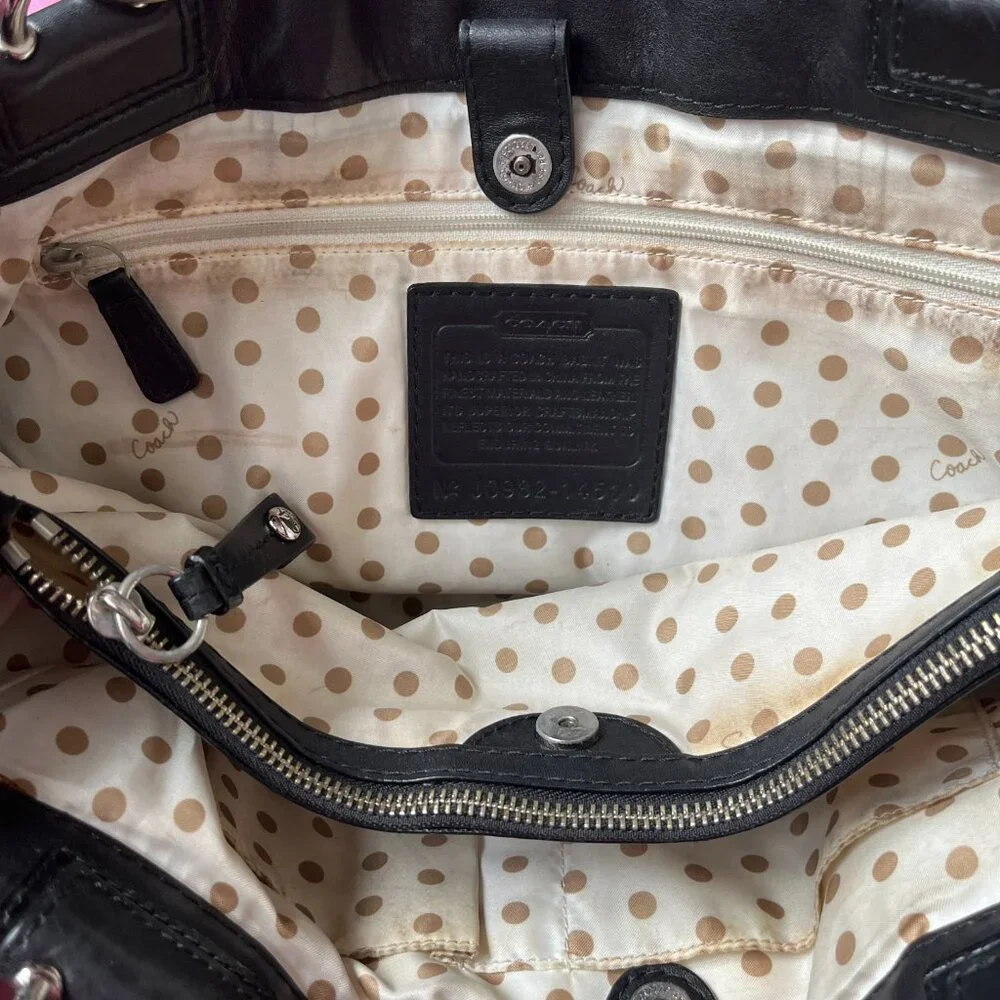 Coach Peyton Large Black Leather Shoulder Bag 14510 - Picture 9 of 14
